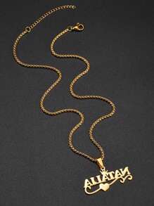 1 pièce Collier pendentif avec prénom personnalisé pour femme, chaîne en perles en acier inoxydable, style rétro, couronne en forme de cœur, bijoux personnalisables, style simple quotidien. Produits incluant des boîtes cadeaux, cadeaux pour la Saint-Valentin, anniversaire, fête des mères, cadeaux quotidiens