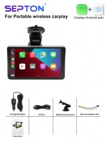1 件 SEPTON 通用便携式高清触摸屏无线 Carplay BT 2 DIN 7 英寸多媒体视频播放器 Android 汽车立体声收音机屏幕播放器 - 黑色 - 查看 9