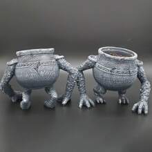 1 chậu hoa vòng tròn bằng nhựa cổ điển màu vàng với thiết kế hình cậu bé ngộ nghĩnh, màu đen và xám, trang trí nhà cửa hoặc làm quà tặng - Màu xám đen - Xem 2