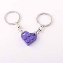 2pcs/Set Minimalist Building Block Heart Shape Separable Keychain, Couple/Friends Gift Valentine's Day Valentines Car Accessories Bag Charm School Cute Goth Y2k