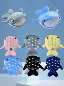 1 件女式可爱卡通鲨鱼形毛绒零钱包、钥匙包、钥匙扣包吊坠，是送给女朋友或好朋友的理想礼物，汽车配件包饰背包，适合学校哥特 Y2k - 灰色 - 查看 2