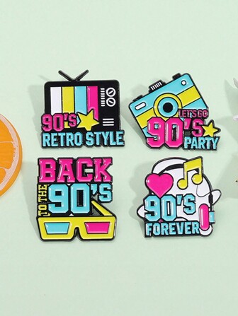 4st 90-tals vintage TV-kamera Radio Emalj Pin Cartoon Creative Retro Style Lapel Ryggsäck Badge Söt brosch Present till vänner