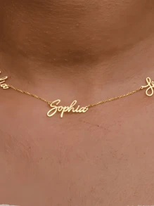 1 pièce Collier personnalisé avec plusieurs noms en or rose et doré. Collier délicat avec trois noms, cadeau de fête des mères pour femmes, bijoux de fête, d'anniversaire, de mariage et d'usage quotidien. mode automne, idéal comme cadeau pour elle, petit ami, petite amie, père, mère, famille, amis, anniversaire, remise de diplôme, bal de promo, fête, école, fournitures scolaires, bureau, université, collègue, dortoir, enseignant, garçons et filles, adolescents, étudiants du secondaire, du collège et de l'université.
