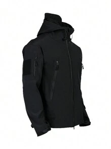 Military Soft Shell Jacket Men Tactical Windproof Waterproof Jackets Men's Army Combat Hooded Bomber Coats - Black - View 2