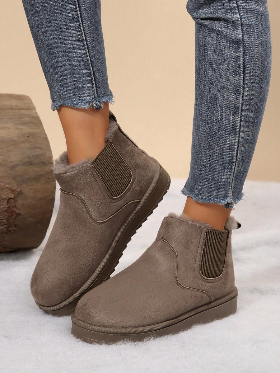 Warm & Comfy Women's Snow Boots: Short Plush Lining, Anti-Slip Sole, Perfect For Winter Fashion & Outdoor - 杏色 - 查看 1