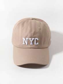 Street Style All Season Soft Top Baseball Cap With 3D Embroidered English Landmark Design, Suitable For Daily Wear - Màu Khaki - Xem 4