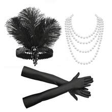D EXCEED 4/5/6PCS Women's 1920s Flapper Accessories Retro Party Props Gatsby Charleston Feather Headwear Faux Pearl Necklace Earrings With Long Gloves, Suitable For Women's Halloween Party Dress Accessories - Multicolor - View 26