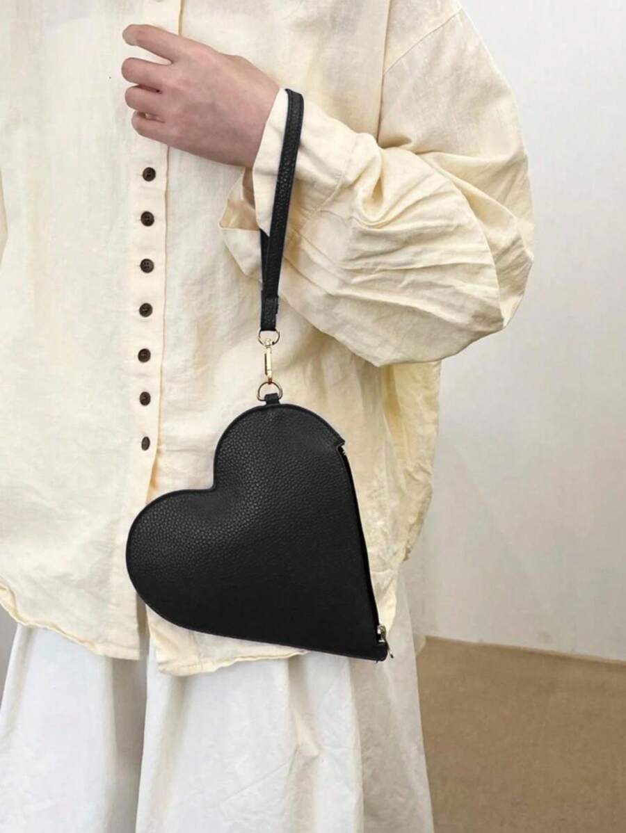 Simple And Elegant Women's Heart Handbag/Clutch - 黑色 - 查看 1