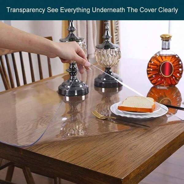 1pc 0.25mm Thick PVC Transparent Tablecloth, Waterproof Scratch-Resistant Heat-Resistant Table Protector Film, Suitable For Home, Hotel, Dining Table, Coffee Table, Home Decor