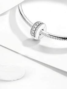 1 mặt dây chuyền đính đá Zirconia bằng bạc Sterling 925, thích hợp để tự làm vòng tay trang sức cho nữ. - Bạc - Xem 4