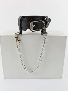 2件套复古朋克风脚踝绑带，哥特式PU皮革脚踝绑带配链条，摇滚风女式脚部配饰 - 黑色 - 查看 6