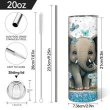 1 Bình nước chân không bằng thép không gỉ in hình chú voi 20 Oz, Cốc thủy tinh đáy phẳng, Cốc đựng đồ uống đa chức năng, Quà tặng độc quyền cho gia đình và bạn bè, Có thể tái sử dụng, Cốc đựng nước tiệc tùng, Cốc đựng nước văn phòng có nắp đậy dễ thương, Cảm giác thoải mái, Thích hợp cho tập thể dục, du lịch, sử dụng tại văn phòng và gia đình - Nhiều màu - Xem 2