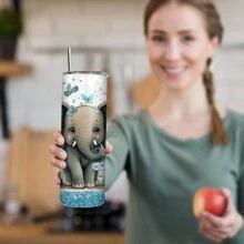 1 Bình nước chân không bằng thép không gỉ in hình chú voi 20 Oz, Cốc thủy tinh đáy phẳng, Cốc đựng đồ uống đa chức năng, Quà tặng độc quyền cho gia đình và bạn bè, Có thể tái sử dụng, Cốc đựng nước tiệc tùng, Cốc đựng nước văn phòng có nắp đậy dễ thương, Cảm giác thoải mái, Thích hợp cho tập thể dục, du lịch, sử dụng tại văn phòng và gia đình - Nhiều màu - Xem 3