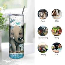 1 Bình nước chân không bằng thép không gỉ in hình chú voi 20 Oz, Cốc thủy tinh đáy phẳng, Cốc đựng đồ uống đa chức năng, Quà tặng độc quyền cho gia đình và bạn bè, Có thể tái sử dụng, Cốc đựng nước tiệc tùng, Cốc đựng nước văn phòng có nắp đậy dễ thương, Cảm giác thoải mái, Thích hợp cho tập thể dục, du lịch, sử dụng tại văn phòng và gia đình - Nhiều màu - Xem 6