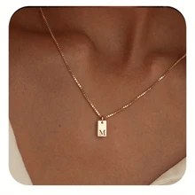 1pc Personalized Delicate Initial Letter Pendant Necklace, Customized Engraved Letter Pendant Necklace With Chain, Simple Name Necklace, Women Personalized Jewelry Gift, Bridesmaid Gift