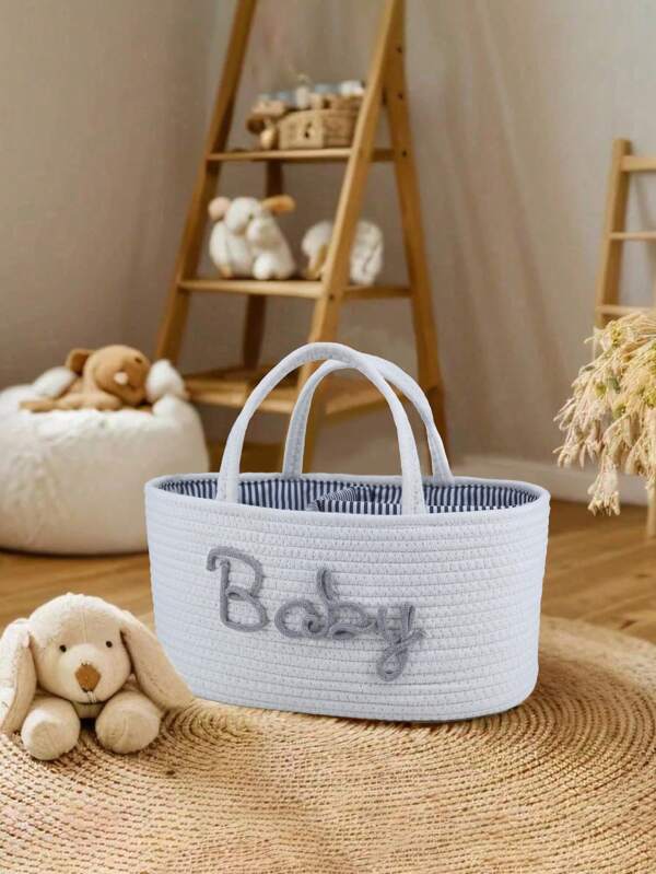 1 pièce Panier bébé pour baby shower, recherche de liste de naissance, nouveau-né design lettre cadeau, panier cadeau bébé neutre, cadeau de baby shower, rangement pour chambre d'enfant, sac MAMA
