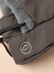 1 件装男女通用儿童冬季保暖羊毛颈部保暖一体式帽子 - 深灰色 - 查看 5