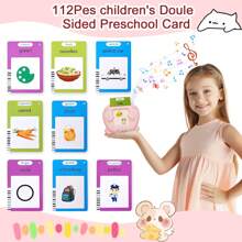 适合 2 3 4 5 6 岁男孩和女孩的幼儿学习玩具，语言治疗玩具，224 个常用词说话闪卡，适合幼儿婴儿学龄前教育玩具生日礼物，儿童最佳圣诞生日节日礼物 - 彩色 - 查看 5