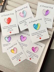 1 张白色/红色/粉色/蓝紫色渐变心形口袋拥抱卡、迷你礼物、派对礼品、DIY 渐变心形树脂口袋拥抱贺卡 - 彩色 - 查看 1