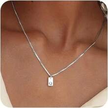 1pc Personalized Delicate Initial Letter Pendant Necklace, Customized Engraved Letter Pendant Necklace With Chain, Simple Name Necklace, Women Personalized Jewelry Gift, Bridesmaid Gift