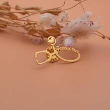 1 件定制心形听诊器姓名胸针镀金姓名胸针男士西装商务翻领别针个性化珠宝毕业生日礼物送给医生护士 - 多色 - 查看 4