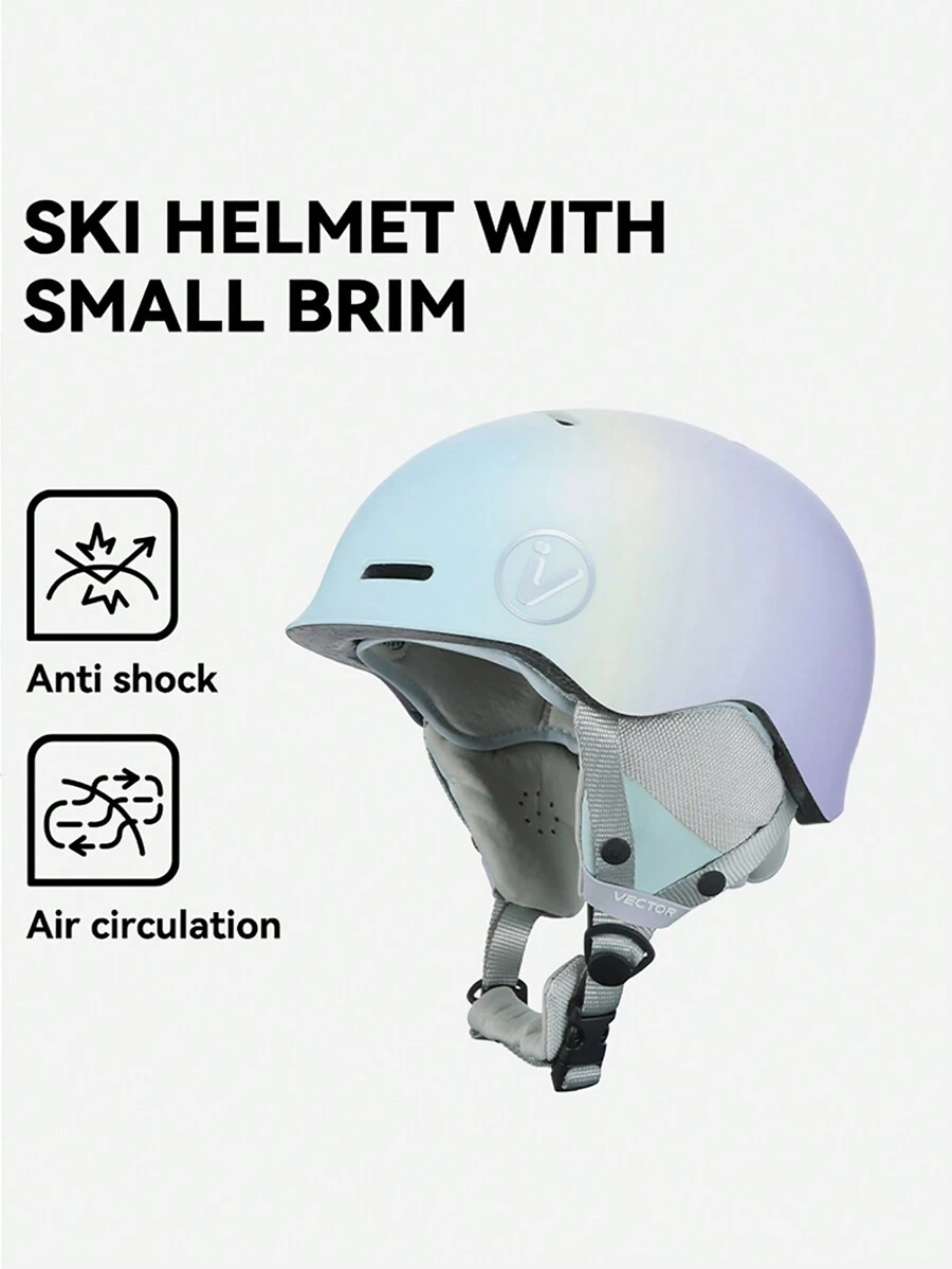 VECTOR MOTION 滑雪頭盔帶小帽沿,中性設計,防震,防碰撞,透氣保暖,輕巧便攜,可拆卸和調整大小 - 紫色 - 查看 1