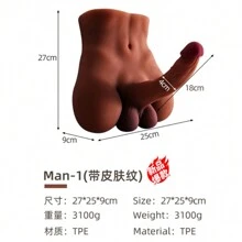 Realistic Male Sex Doll, Female Hands-Free Masturbator, Black Giant Dildo, Gay Sex Toy, Male Anal Masturbator, Female Adult Sex Toy, Real-Life Size Torso, Female Masturbator, Silicone Large Penis 8.69 Pounds (Excluding Clothes)