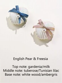 1 pieza Juego de velas de cera de soja con aroma a Freesia y acentos de concha y perla - Perfecto para recuerdos de boda, baby showers y decoración del hogar