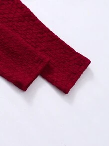 Tween Girls Fashion Casual Plaid Patchwork Flocked Mesh Bow Decor Asymmetric Hem Dress - Red - View 7
