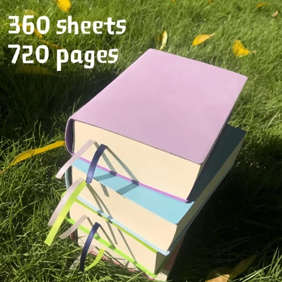 1 Stück minimalistischer Stil PU-Leder unbeschriftetes undatiertes Notizbuch, 360 Seiten (720 Seiten), tragbarer Skizzenblock, geeignet für Studenten, Geschäftsgeschenke, Bürobesprechungen - Chinesisch