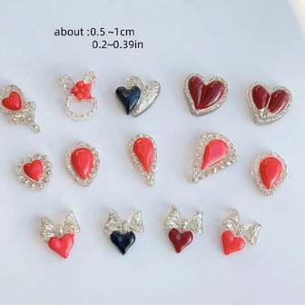 20/50 件迷你蝴蝶结和心形系列贴纸、DIY 婚礼剪贴簿、美甲、耳环、发饰、珠宝、树脂工艺品用品