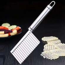Stainless Steel Wavy Cutter Potato Decorated Vegetables Chips - Bạc - Xem 8