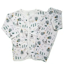 2 Piece Pajama Set, Button-Down Shirt And Cotton Trousers - Baby Blue - View 2