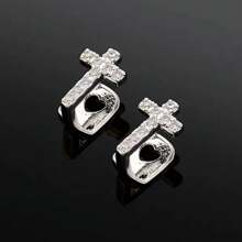 THATBOY 1 cái/2 cái Trang trí răng thánh giá bằng bạc 18K, Bề mặt nhẵn rỗng đôi, Phụ kiện Halloween, Món quà tuyệt vời nhất cho bạn trai và bạn gái, Trang trí răng khảm kim cương - Nhiều màu - Xem 15