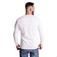 Kit 3 Slim Long Sleeve T-Shirts Daily Comfort Cotton - 白色 - 查看 5