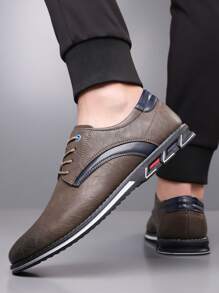 2024 New Stylish Casual Versatile Men's Shoes, Fashion Business Casual Leather Shoes, Breathable Large Size Footwear, Suitable For Teen Summer Casual, Outdoor Athletic, Vacation Travel, Graduation Gifts, Birthday Accessories - Khaki - View 2