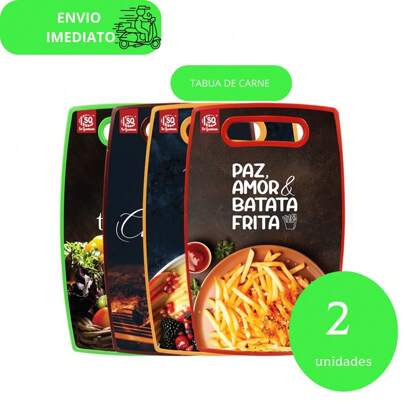 Kit 2 Tabua de Corte Resistente para Carne, Legumes, Frutas  Plástico Estampada Modelos Variádos