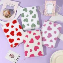 1 件心形毛绒笔记本，可爱彩色兔毛心形风格日记本，创意毛绒学生 A5 笔记本，适合情人节和新年 - 彩色 - 查看 2