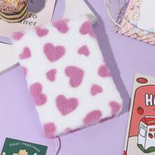 1 件心形毛绒笔记本，可爱彩色兔毛心形风格日记本，创意毛绒学生 A5 笔记本，适合情人节和新年 - 彩色 - 查看 8