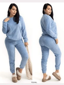 Set de 2 piezas de pijama teddy unitalla dama de moda suavecita se envían al azar colores en s - Multicolor - Ver 1