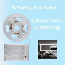1 Piece Multi-Functional Battery Pack Powered Led Strip Light (Without Batteries) - Warm/White, Flexible Light Cuttable - Ideal For Gift Boxes, Wardrobes, Cupboards, Etc.