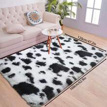 1pc Rectangular Plush Rug For Bedroom & Living Room, 1pc Large Carpet - Black and White - View 18