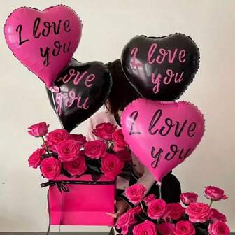 Heart-Shaped Foil Balloons For Valentine's Day (I Love You Message)