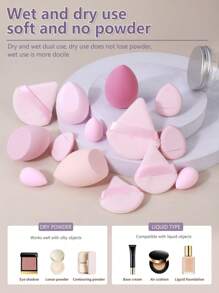 14pcs/Set Drift Bottle Makeup Sponge, Ultra Soft Sponge Puff In Jar, Dry & Wet Dual-Use Makeup Blender