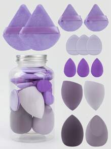 14pcs/Set Drift Bottle Makeup Sponge, Ultra Soft Sponge Puff In Jar, Dry & Wet Dual-Use Makeup Blender