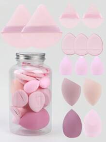 14pcs/Set Drift Bottle Makeup Sponge, Ultra Soft Sponge Puff In Jar, Dry & Wet Dual-Use Makeup Blender