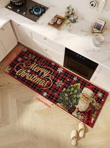 1 件矩形圣诞厨房地毯、圣诞老人入口垫、水牛格子防滑毛绒地毯、圣诞家居装饰、圣诞派对装饰地垫、雪人节日装饰地毯 - 彩色 - 查看 13