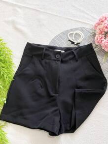 Women's Tailored Shorts With Button Bag