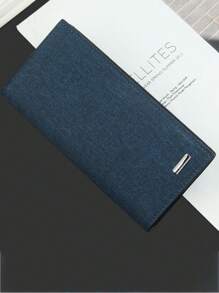 1pc Men's Long Slim Design Snap Button Wallet, Korean Style Casual Canvas Bifold Wallet, Multi-Function New Model, Suitable For Teens, Casual, Outdoor, Athletic, Vacation, Travel, Graduation Gifts, Birthday Dress Accessories