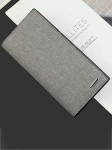 1pc Men's Long Slim Design Snap Button Wallet, Korean Style Casual Canvas Bifold Wallet, Multi-Function New Model, Suitable For Teens, Casual, Outdoor, Athletic, Vacation, Travel, Graduation Gifts, Birthday Dress Accessories